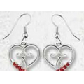 Birthstone Heart & Cross Earrings (July/Ruby)